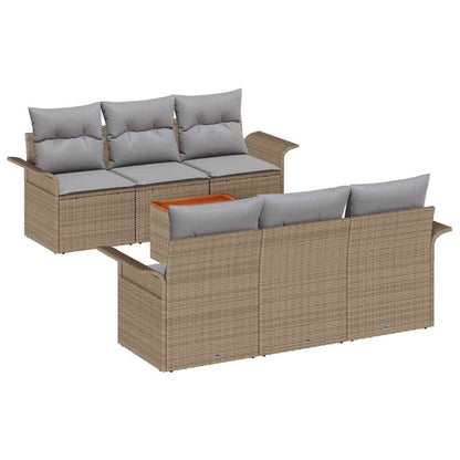 Set Divano da Giardino con cuscino 7 pcs Beige polyrattan | homemem39