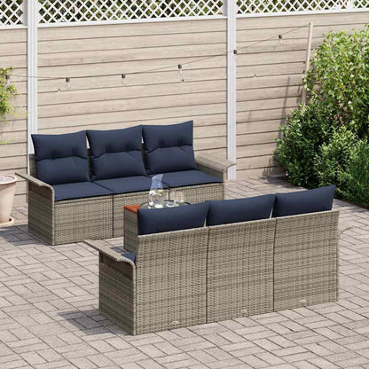 Set Divano da Giardino con cuscino 7 pcs Grigio polyrattan | homemem39
