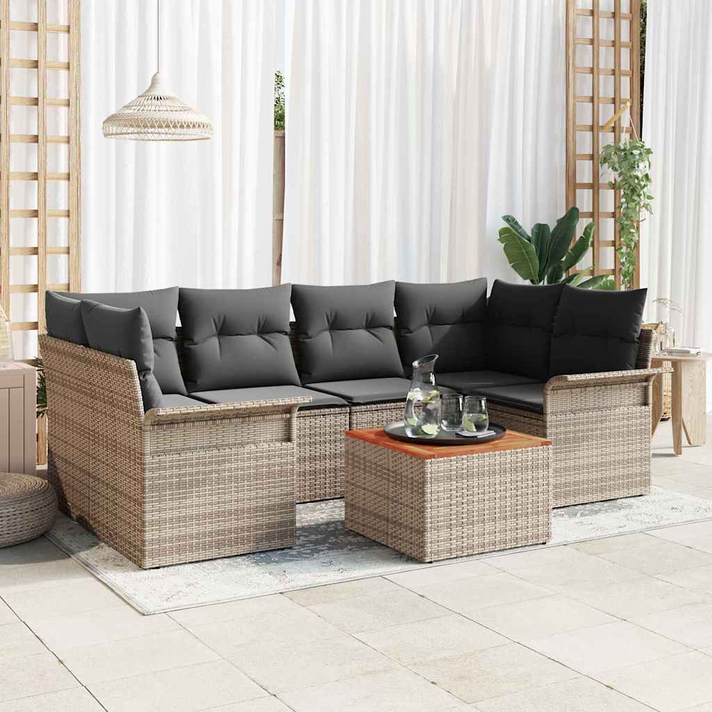 Set Divano da Giardino con cuscino 7 pcs Grigio polyrattan | homemem39