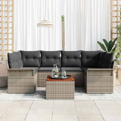 Set Divano da Giardino con cuscino 7 pcs Grigio polyrattan | homemem39