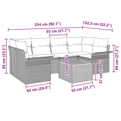 Set Divano da Giardino con cuscino 7 pcs Nero polyrattan | homemem39