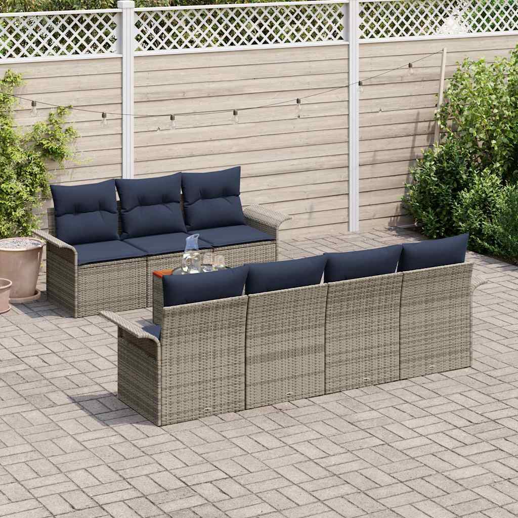 Set Divano da Giardino con cuscino 8 pcs Grigio polyrattan | homemem39
