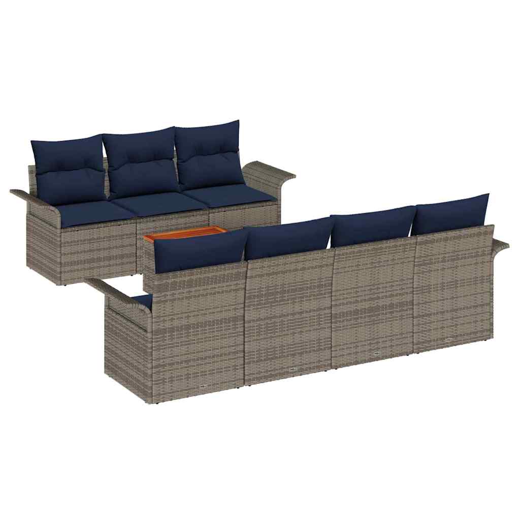 Set Divano da Giardino con cuscino 8 pcs Grigio polyrattan | homemem39