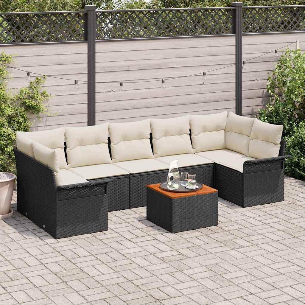 Set Divano da Giardino 8 pz Nero polyrattan | homemem39