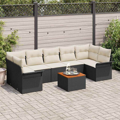 Set Divano da Giardino 8 pz Nero polyrattan | homemem39