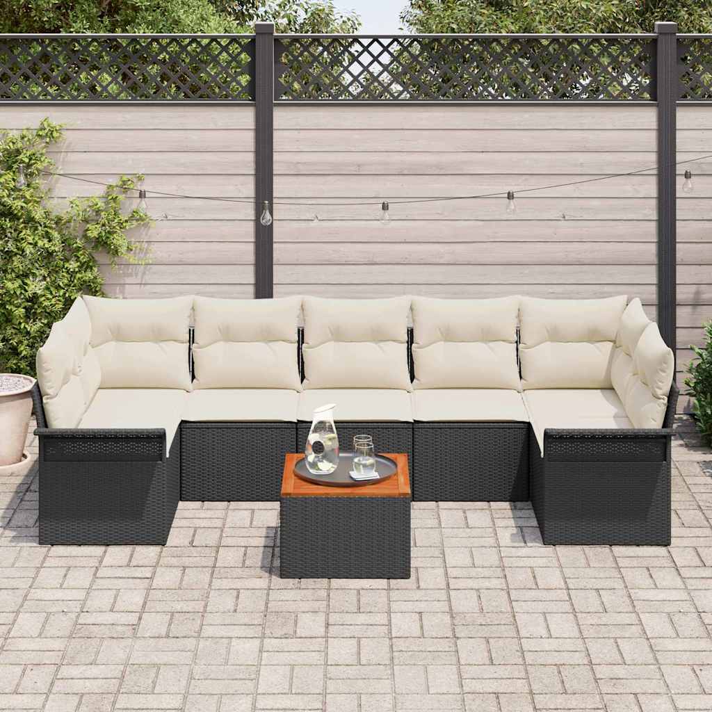 Set Divano da Giardino 8 pz Nero polyrattan | homemem39