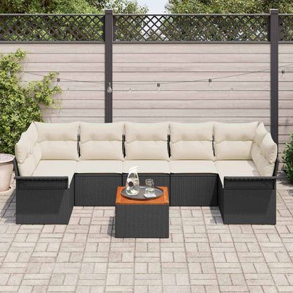 Set Divano da Giardino 8 pz Nero polyrattan | homemem39