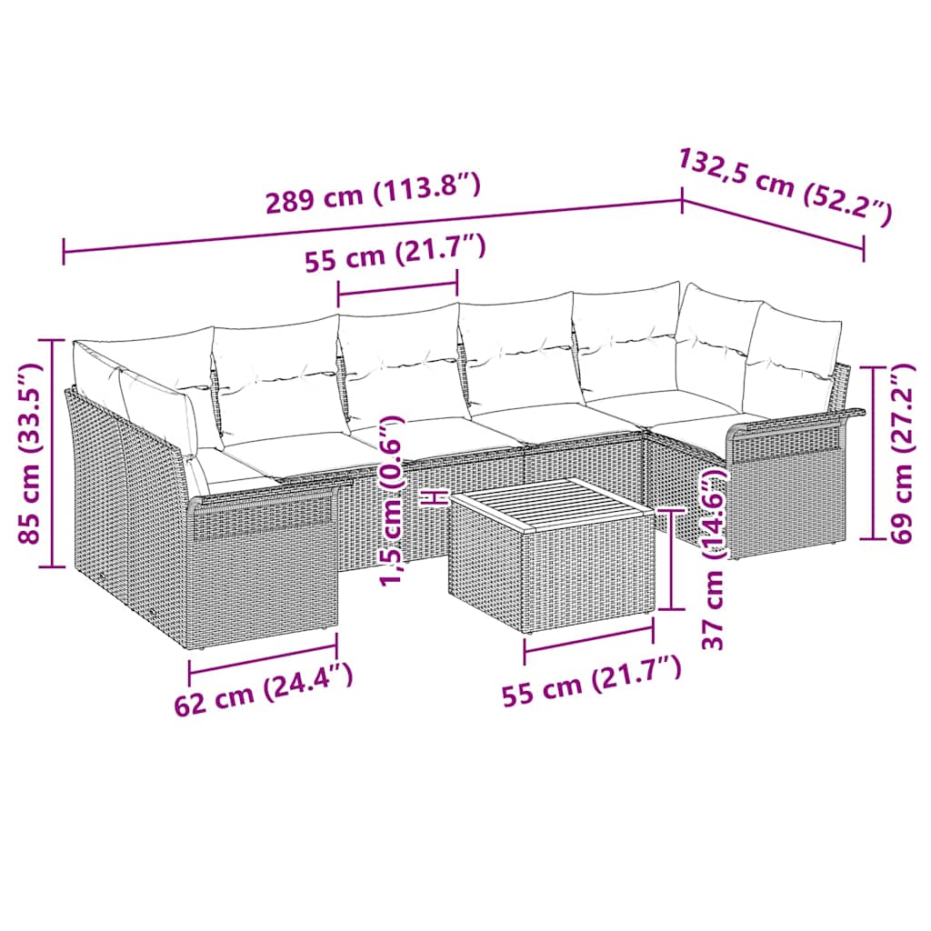 Set Divano da Giardino 8 pz Nero polyrattan | homemem39