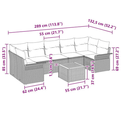 Set Divano da Giardino 8 pz Nero polyrattan | homemem39