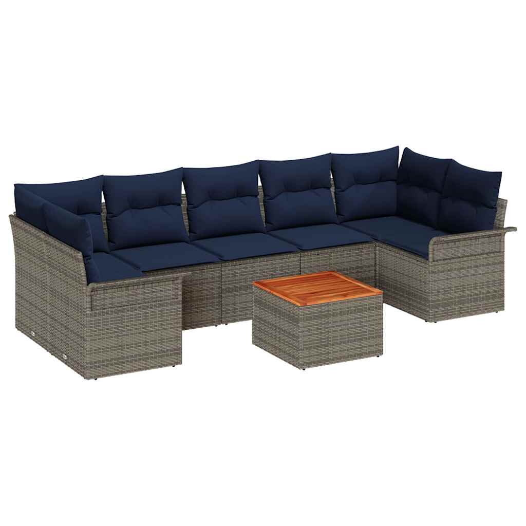 Set Divano da Giardino con cuscino 8 pcs Grigio polyrattan | homemem39