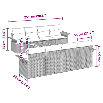 Set Divano da Giardino con cuscino 9 pcs Beige polyrattan | homemem39