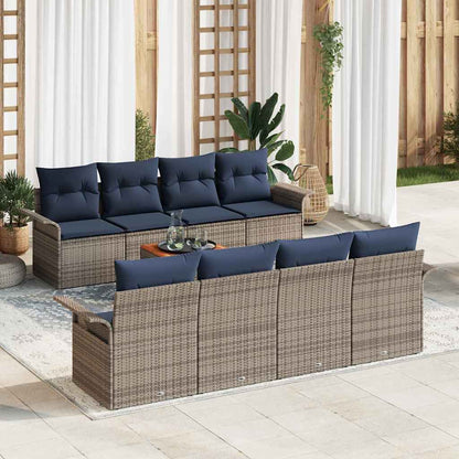 Set Divano da Giardino con cuscino 9 pcs Grigio polyrattan | homemem39
