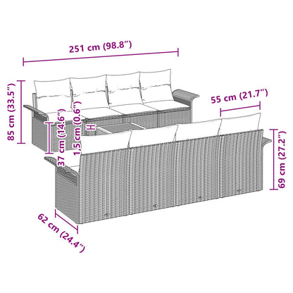 Set Divano da Giardino con cuscino 9 pcs Grigio polyrattan | homemem39