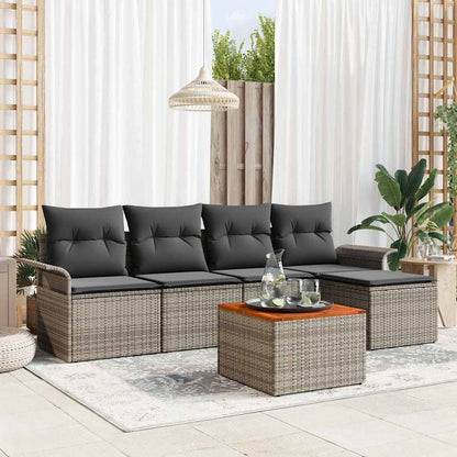 Set Divano da Giardino con cuscino 6 pcs Grigio polyrattan | homemem39
