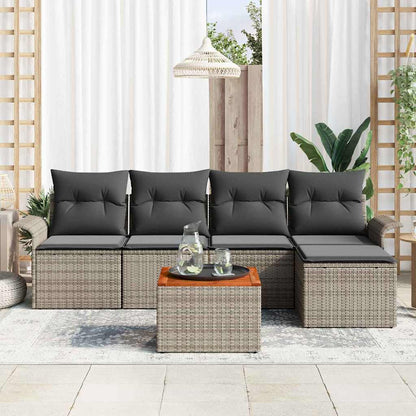 Set Divano da Giardino con cuscino 6 pcs Grigio polyrattan | homemem39