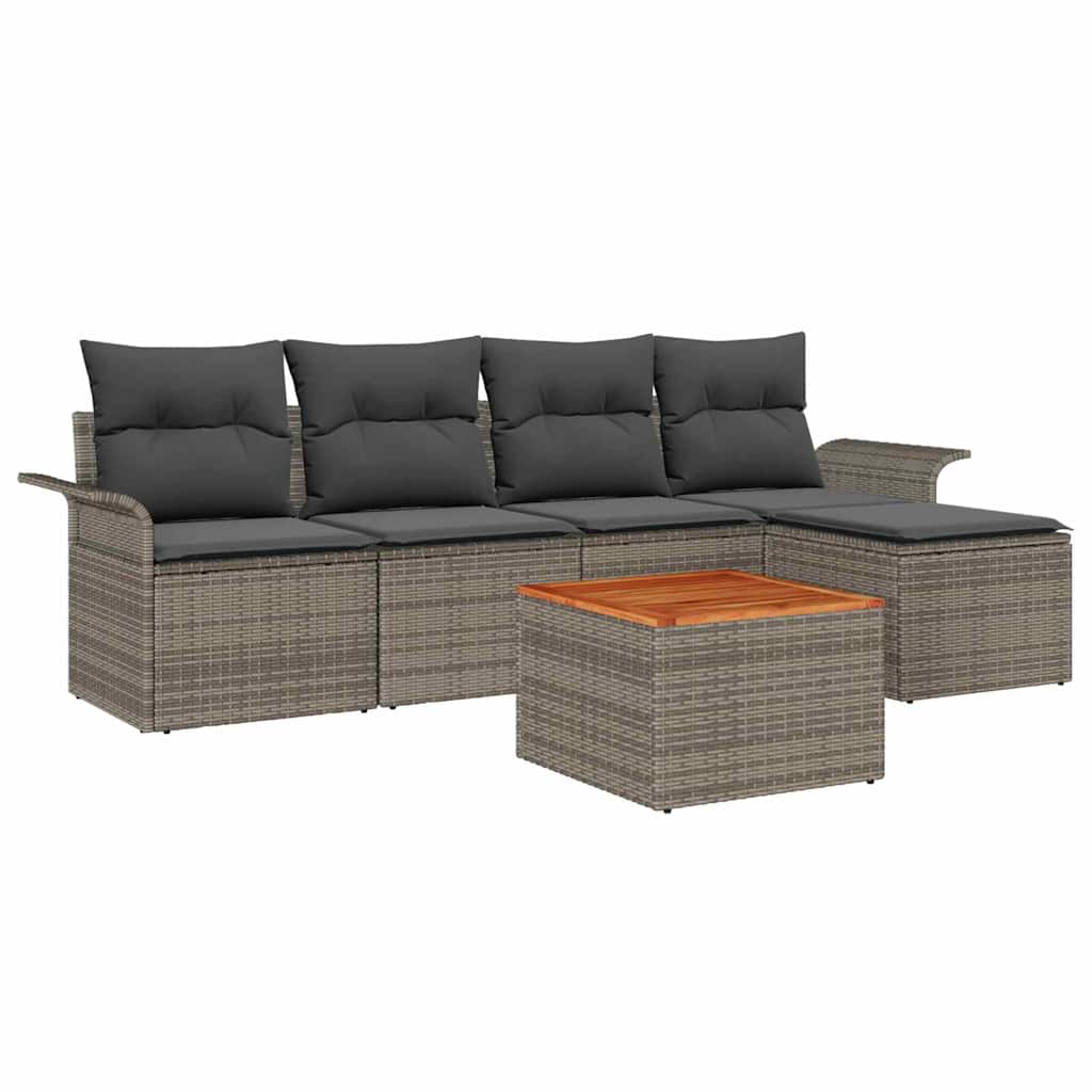 Set Divano da Giardino con cuscino 6 pcs Grigio polyrattan | homemem39