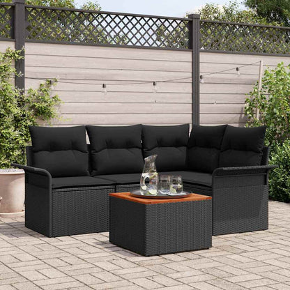 Set Divano da Giardino 5 pz Nero polyrattan | homemem39