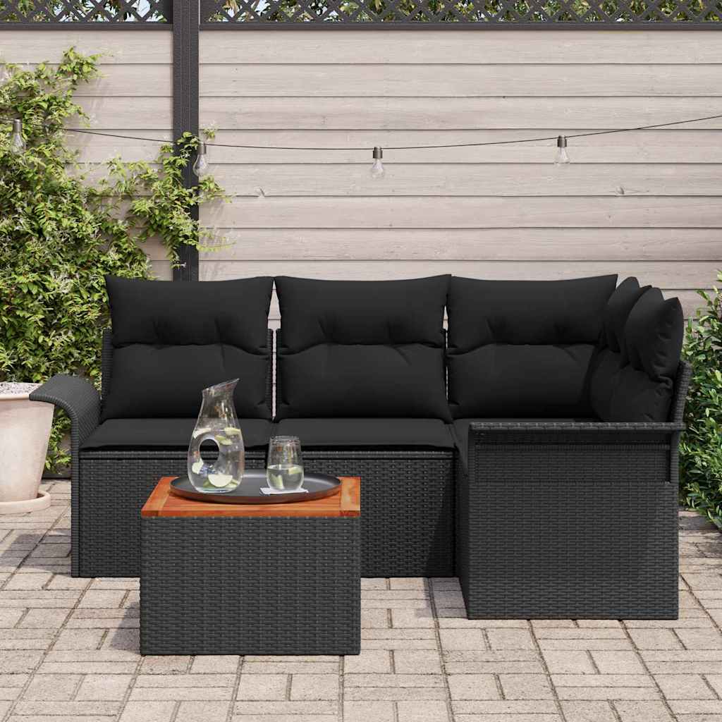 Set Divano da Giardino 5 pz Nero polyrattan | homemem39