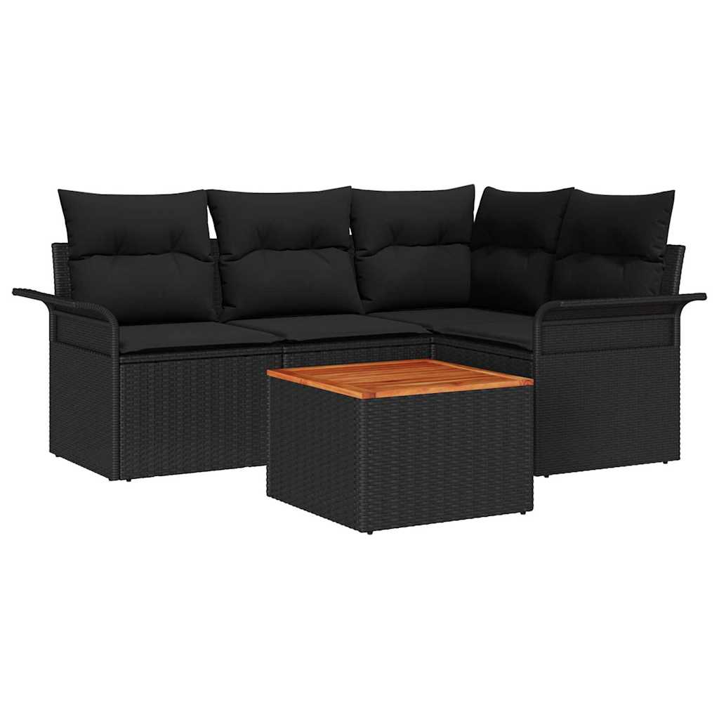 Set Divano da Giardino 5 pz Nero polyrattan | homemem39