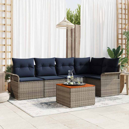 Set Divano da Giardino con cuscino 6 pcs Grigio polyrattan | homemem39