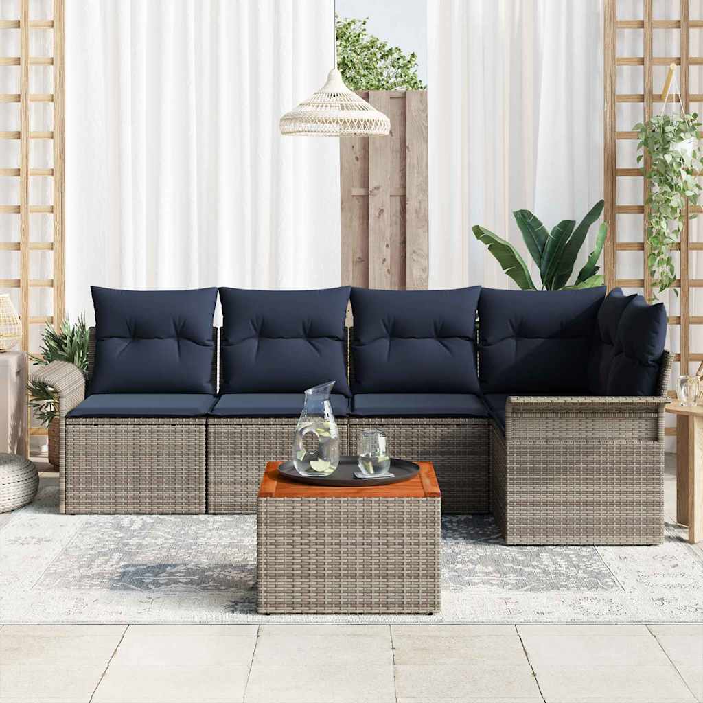 Set Divano da Giardino con cuscino 6 pcs Grigio polyrattan | homemem39