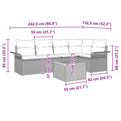 Set Divano da Giardino con cuscino 6 pcs Nero polyrattan | homemem39