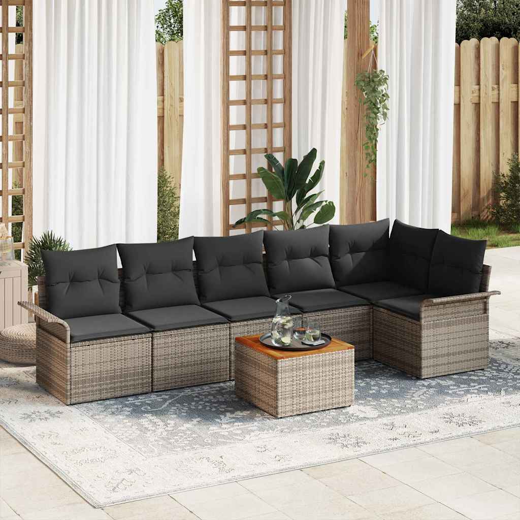 Set Divano da Giardino con cuscino 7 pcs Grigio polyrattan | homemem39