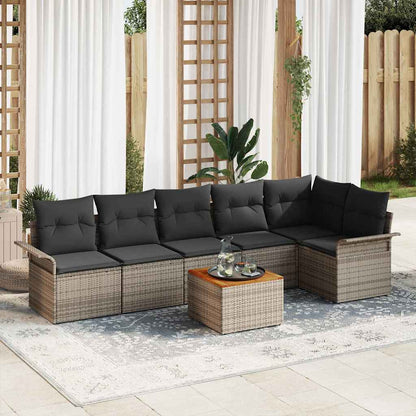 Set Divano da Giardino con cuscino 7 pcs Grigio polyrattan | homemem39