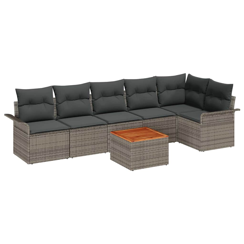 Set Divano da Giardino con cuscino 7 pcs Grigio polyrattan | homemem39
