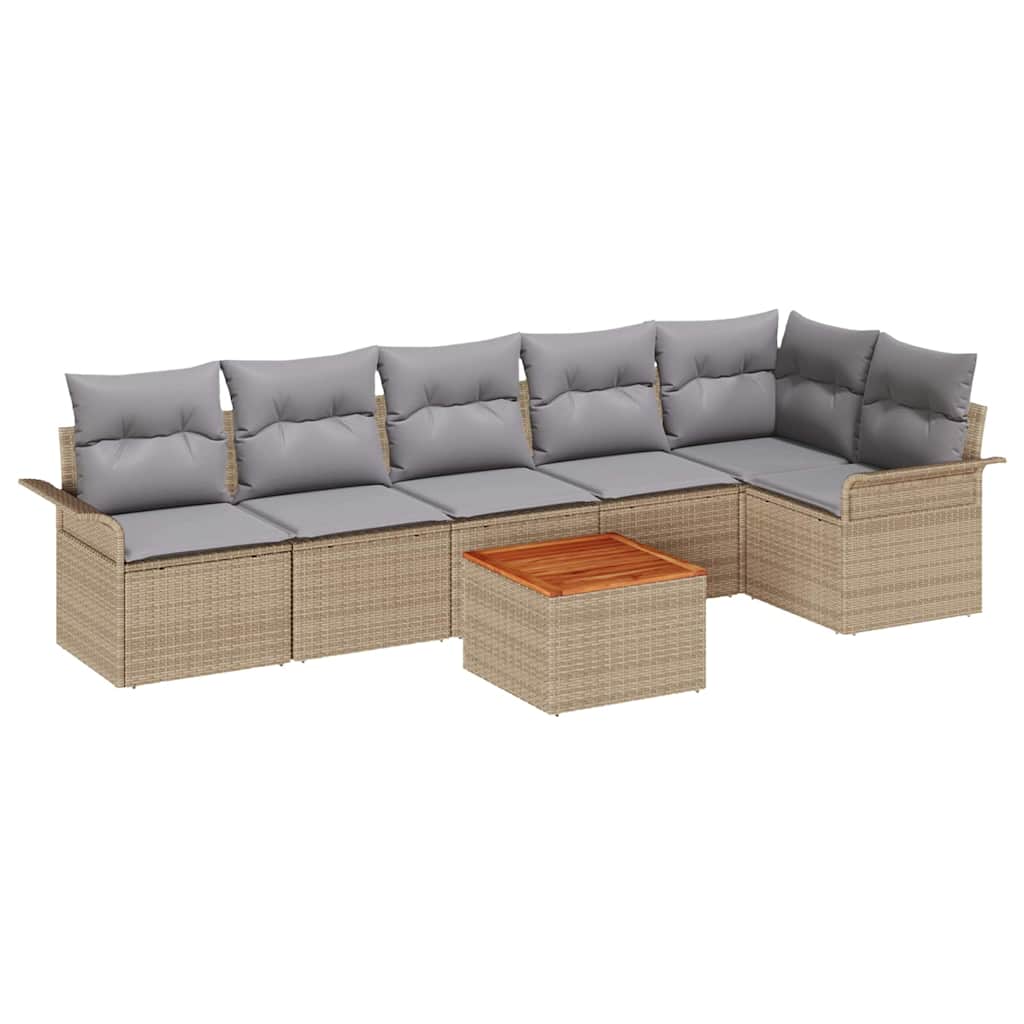 Set Divano da Giardino con cuscino 7 pcs Beige polyrattan | homemem39