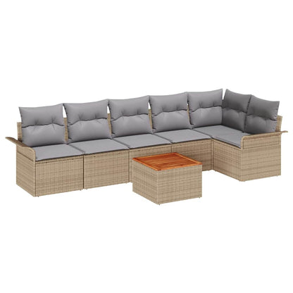 Set Divano da Giardino con cuscino 7 pcs Beige polyrattan | homemem39