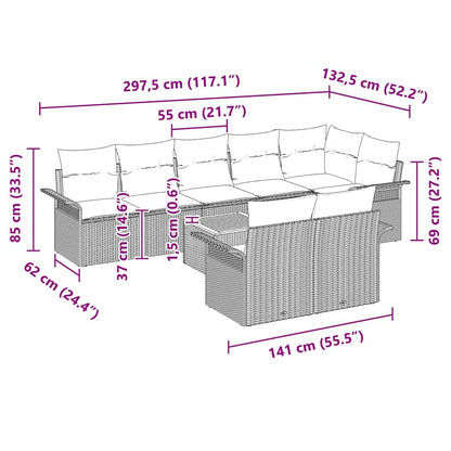 Set Divano da Giardino con cuscino 9 pcs Nero polyrattan | homemem39