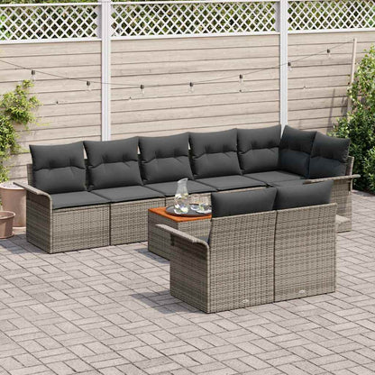 Set Divano da Giardino con cuscino 9 pcs Grigio polyrattan | homemem39