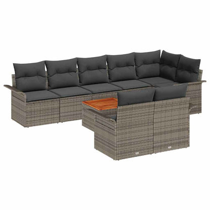 Set Divano da Giardino con cuscino 9 pcs Grigio polyrattan | homemem39