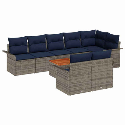 Set Divano da Giardino con cuscino 9 pcs Grigio polyrattan | homemem39
