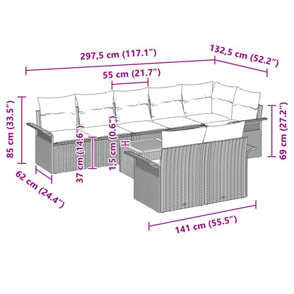 Set Divano da Giardino con cuscino 9 pcs Grigio polyrattan | homemem39