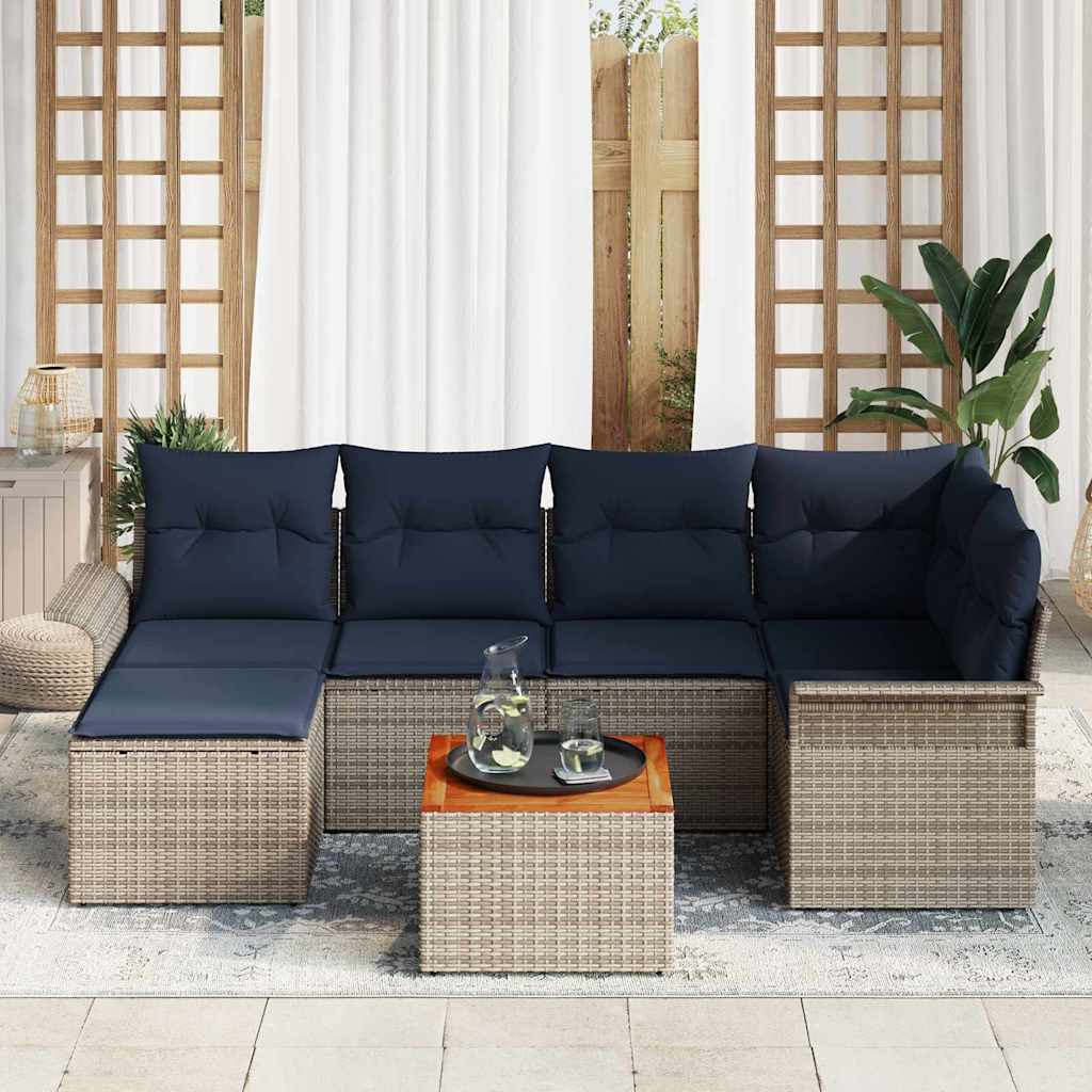 Set Divano da Giardino con cuscino 7 pcs Grigio polyrattan | homemem39