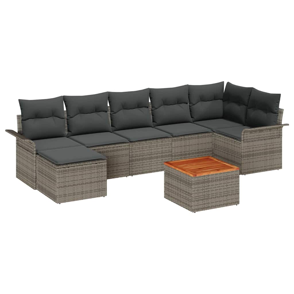 Set Divano da Giardino con cuscino 8 pcs Grigio polyrattan | homemem39