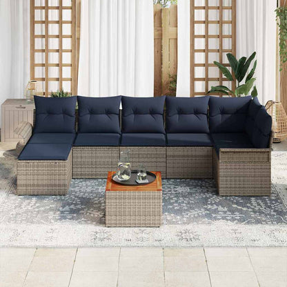 Set Divano da Giardino con cuscino 8 pcs Grigio polyrattan | homemem39