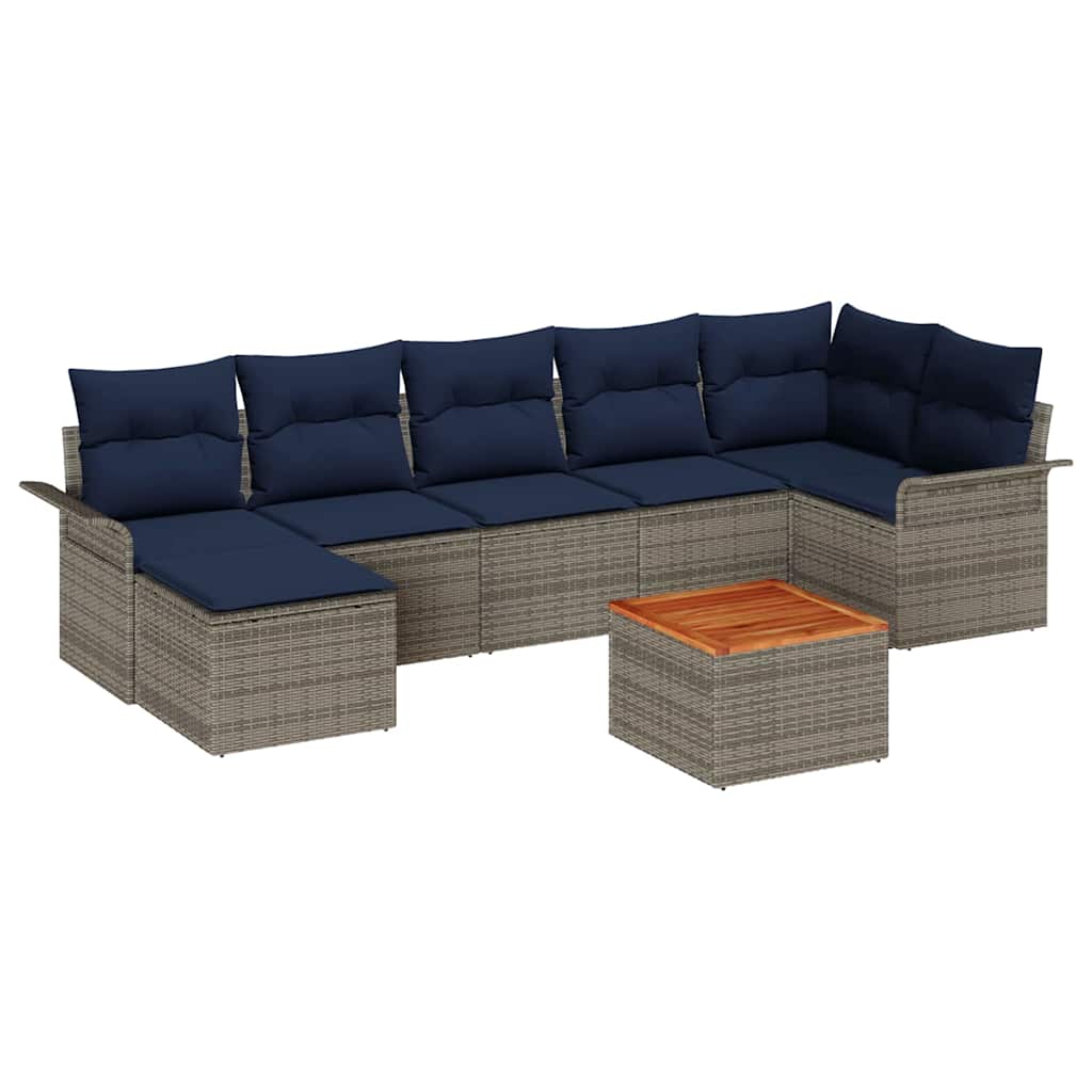 Set Divano da Giardino con cuscino 8 pcs Grigio polyrattan | homemem39