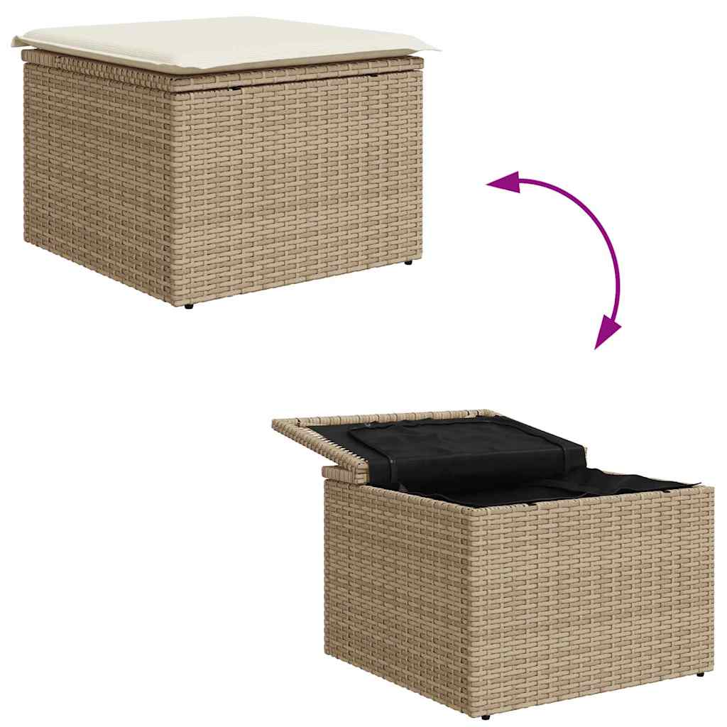 Set Divano da Giardino con cuscino 9 pcs Beige polyrattan | homemem39