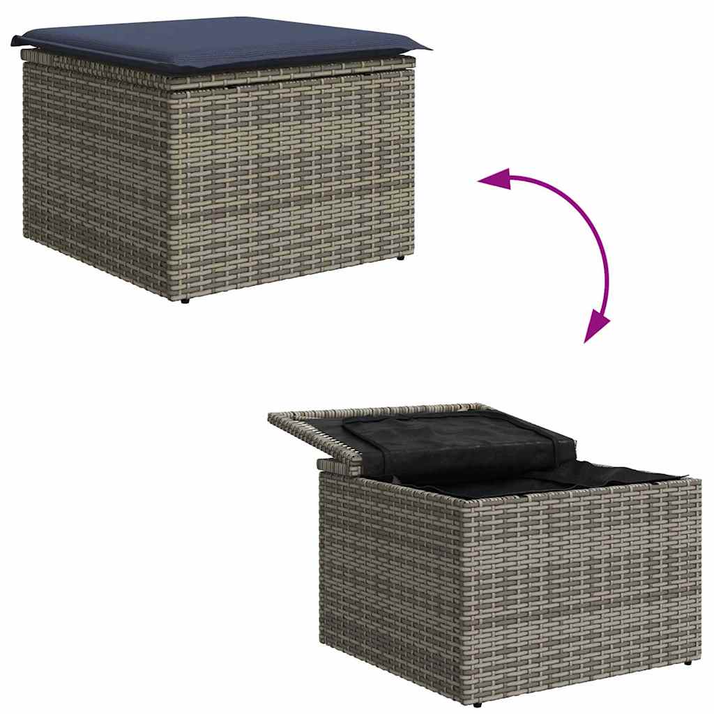 Set Divano da Giardino con cuscino 9 pcs Grigio polyrattan | homemem39