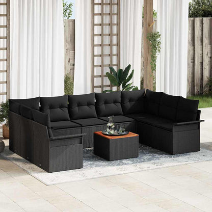 Set Divano da Giardino 10 pz Nero polyrattan | homemem39