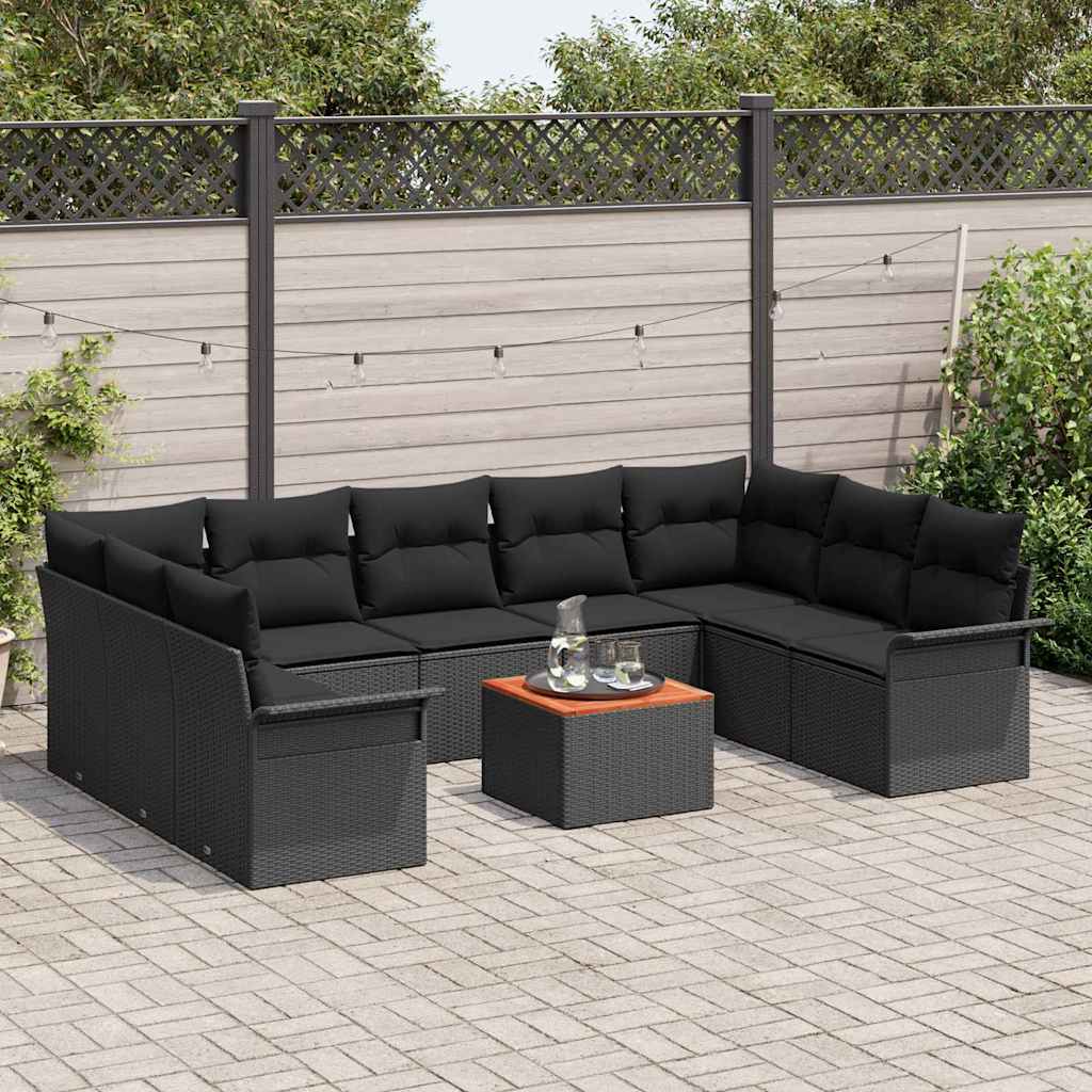 Set Divano da Giardino 10 pz Nero polyrattan | homemem39
