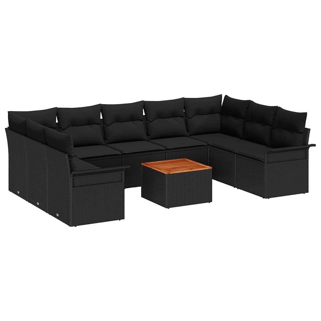 Set Divano da Giardino 10 pz Nero polyrattan | homemem39