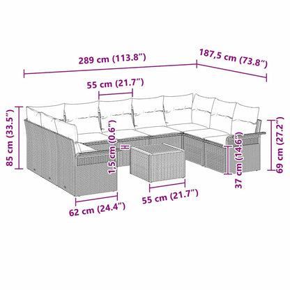 Set Divano da Giardino 10 pz Nero polyrattan | homemem39