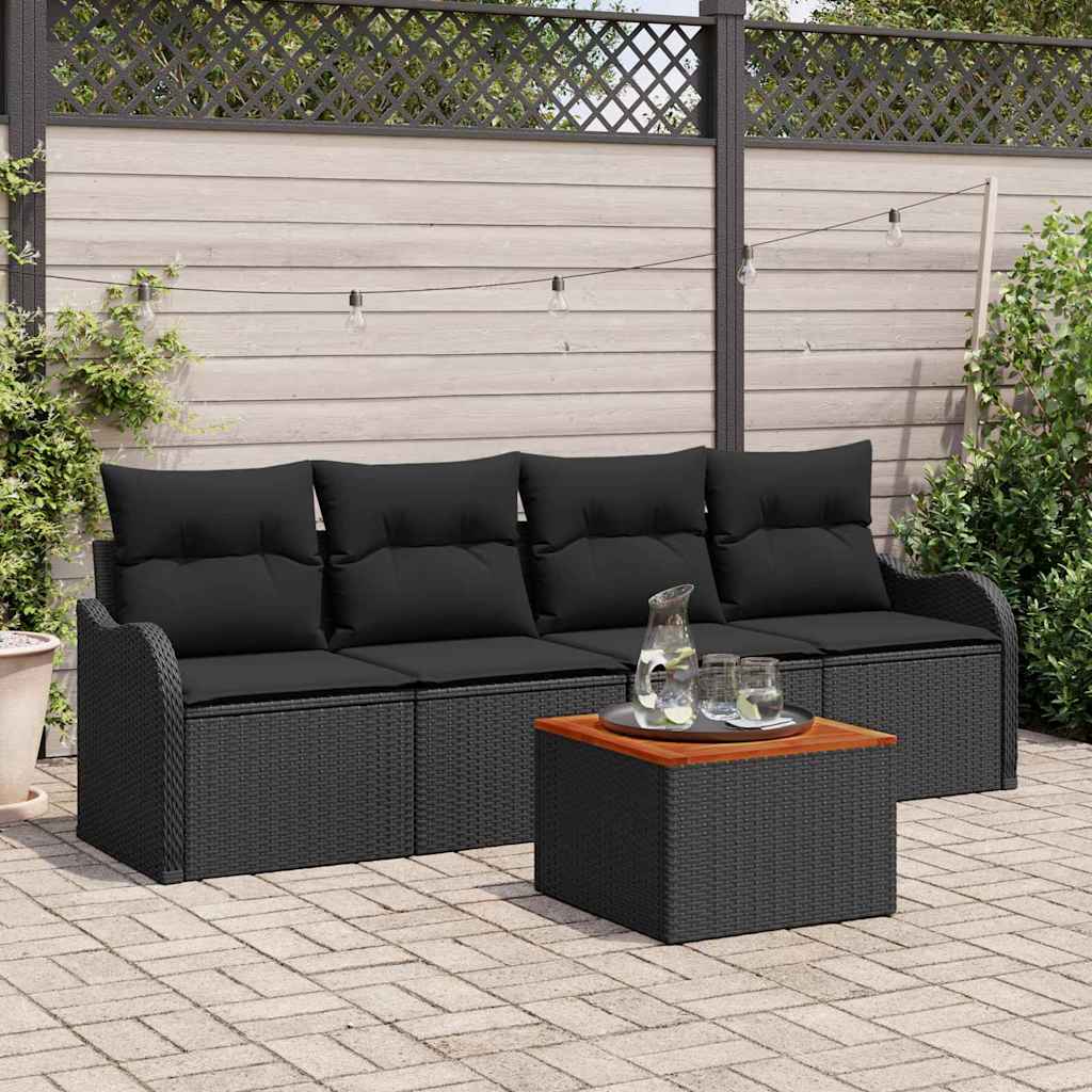 Set Divano da Giardino 5 pz Nero polyrattan | homemem39