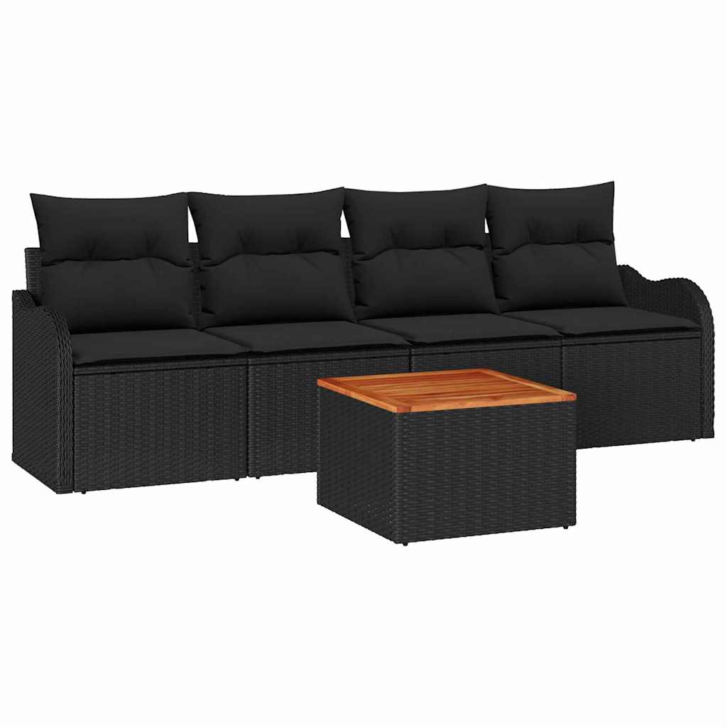 Set Divano da Giardino 5 pz Nero polyrattan | homemem39