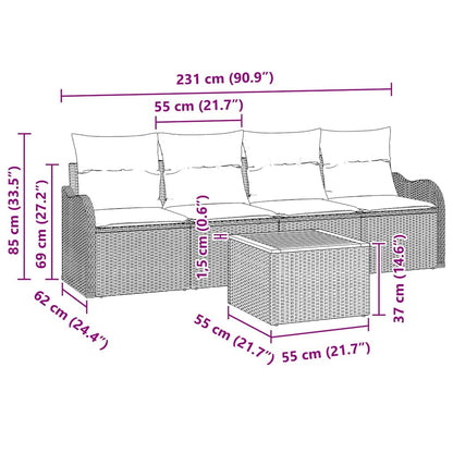 Set Divano da Giardino 5 pz Nero polyrattan | homemem39