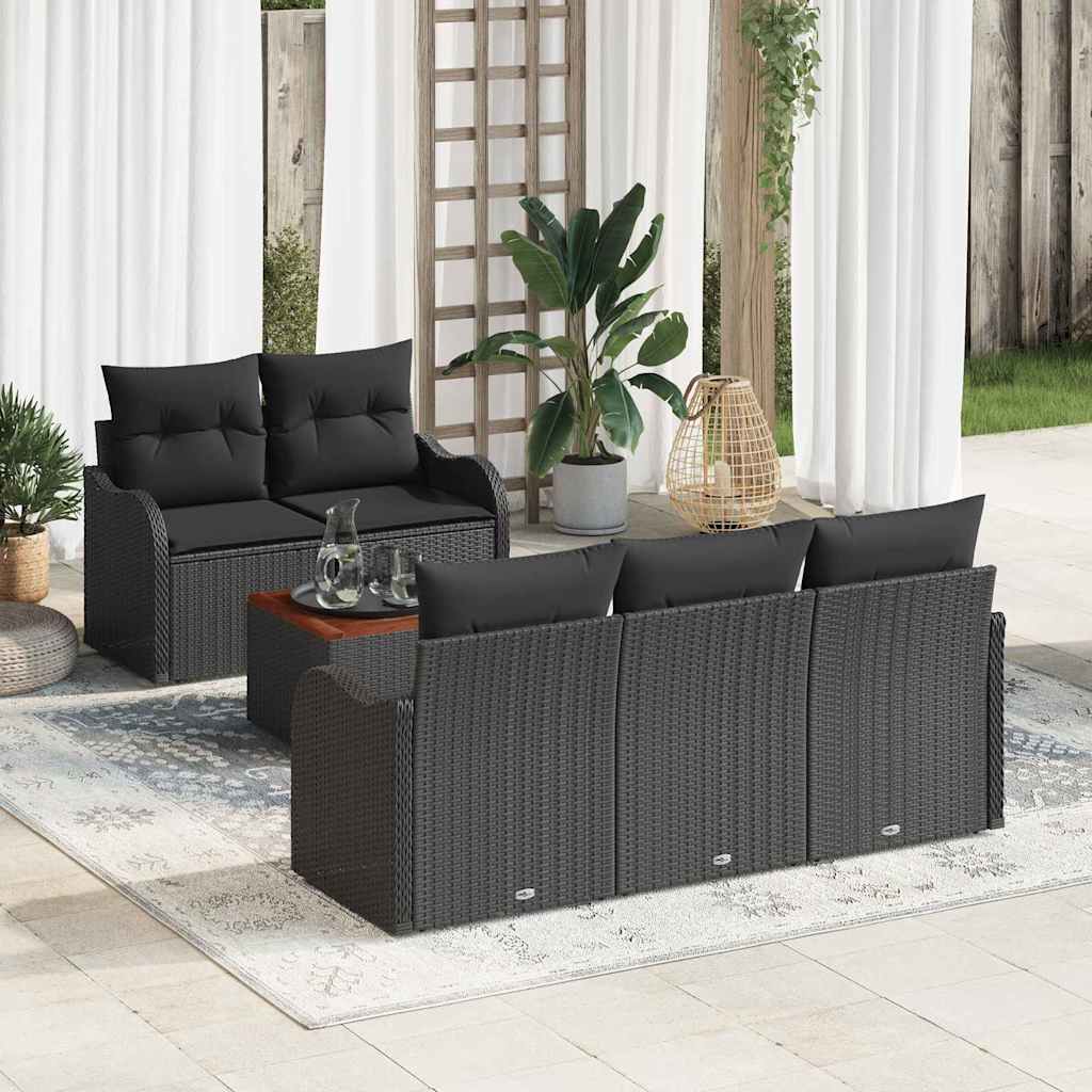 Set Divano da Giardino 6 pz Nero polyrattan | homemem39